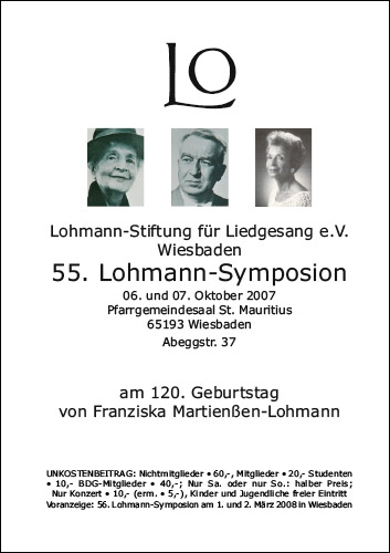 55. Lohmann-Symposion